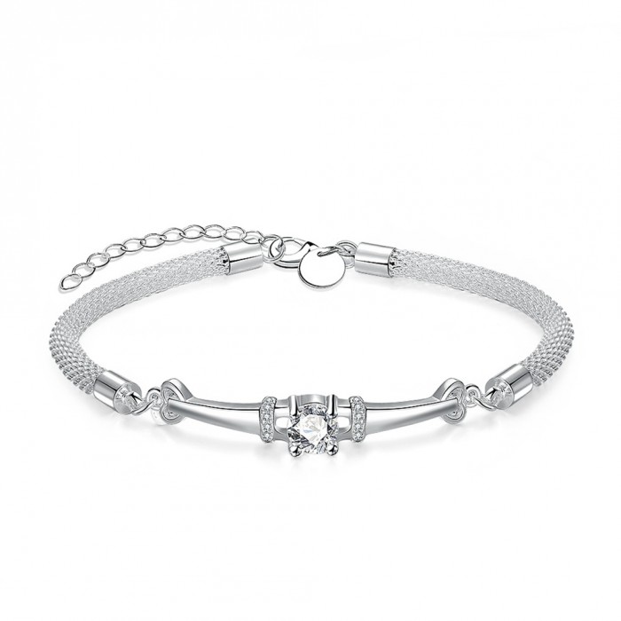 SH382 Fashion Silver Jewelry Crystal Mesh Bracelet For Women