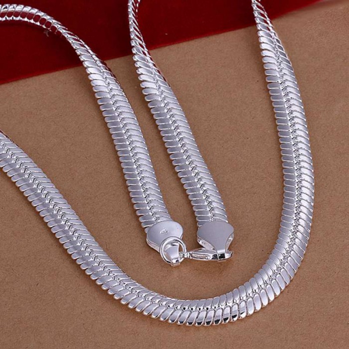 SN209 Hot Silver Men Women Jewelry 12MM Chain Necklace 20inch